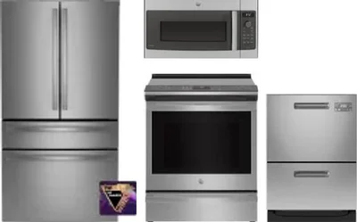 4 Piece Package Includes Refrigerator, Range, Microwave And Dishwasher